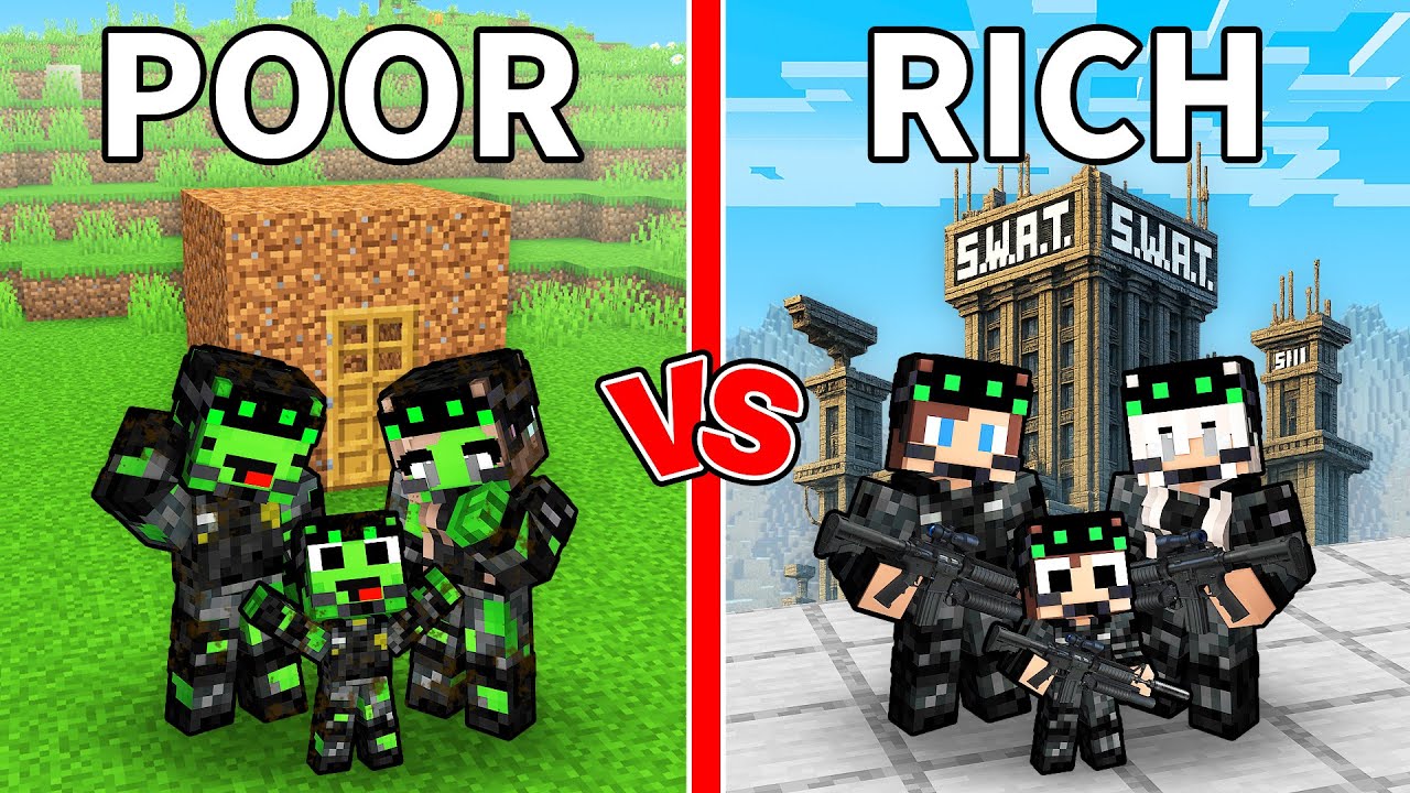 Mikey POOR vs JJ RICH S.W.A.T Family in Minecraft (Maizen)