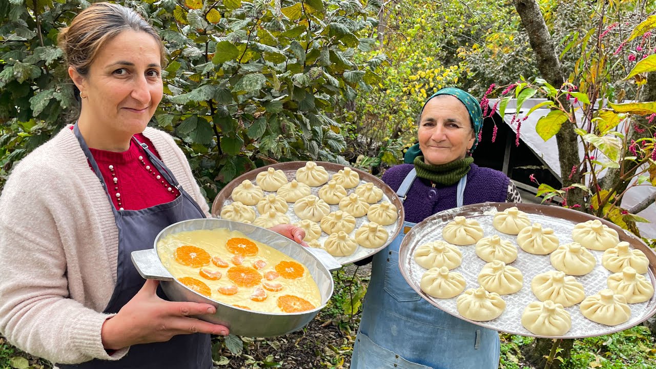 Деревенская кухня | Грузинские Хинкали и Сладкий Мандариновый Пирог