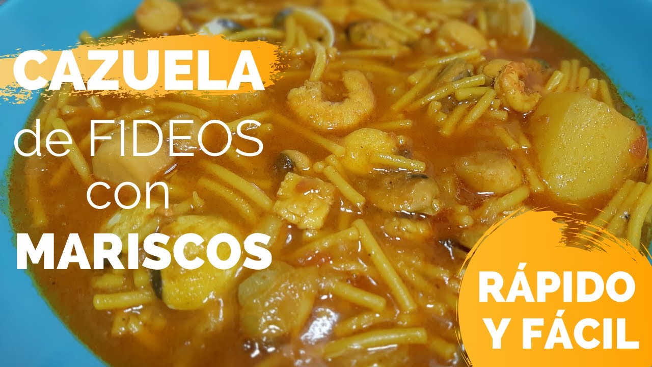 RECETA FÁCIL, RÁPIDA y DELICIOSA  🍲 CAZUELA de FIDEOS con MARISCO 🦐🦑🦞