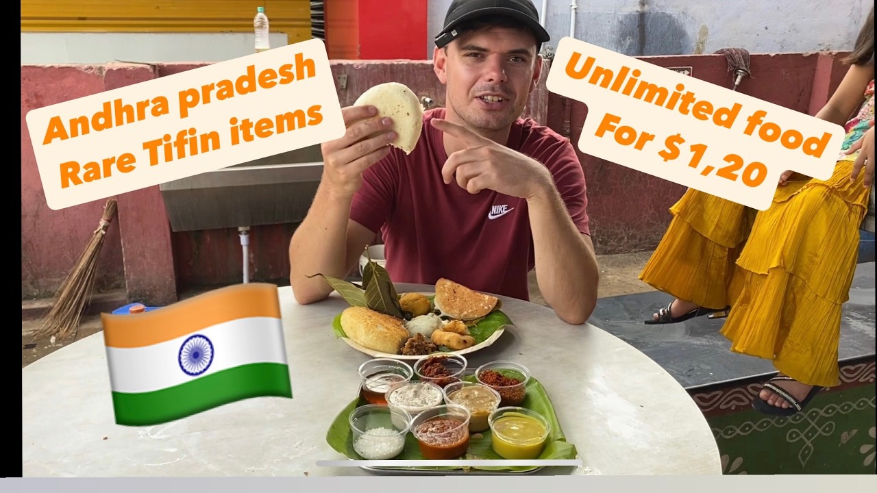 foreigner tries UNLIMITED South Indian Tiffins I Andra Pradesh | @ Godavari hotel Gollapudi