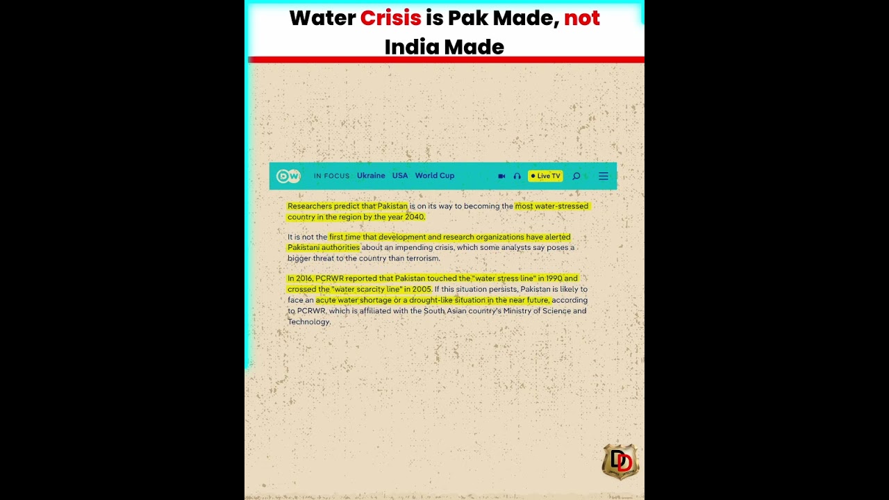 Water Crisis is Pak Made, not India Made