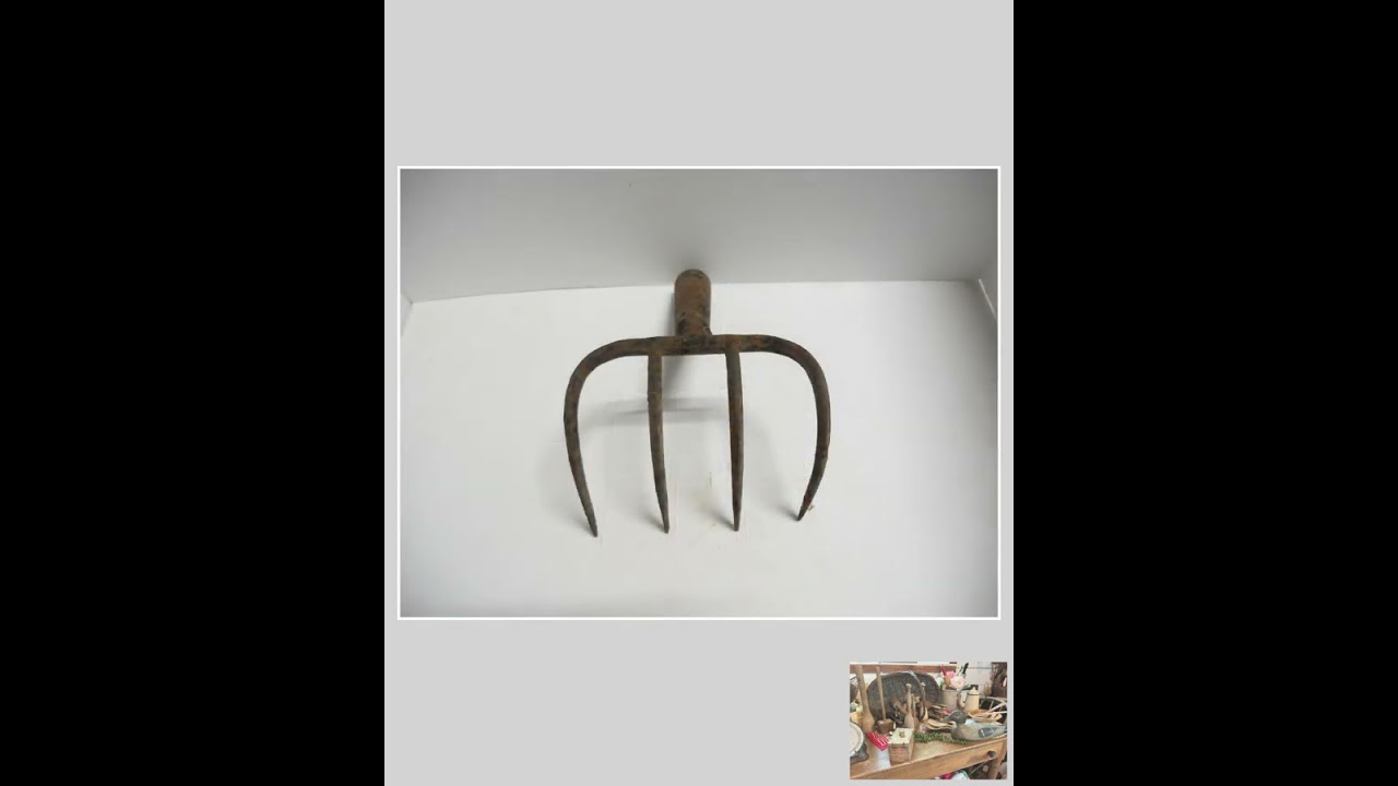 Farm Salvage ,Vintage Farm fork Rake Head, hanger. w/screw hole