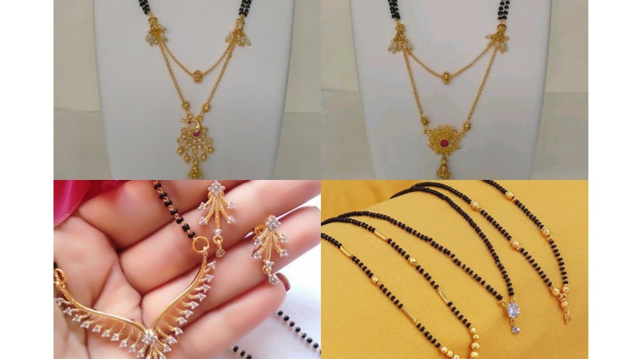 Black beads simple 1gm gold mangalsutra chains daily use ware