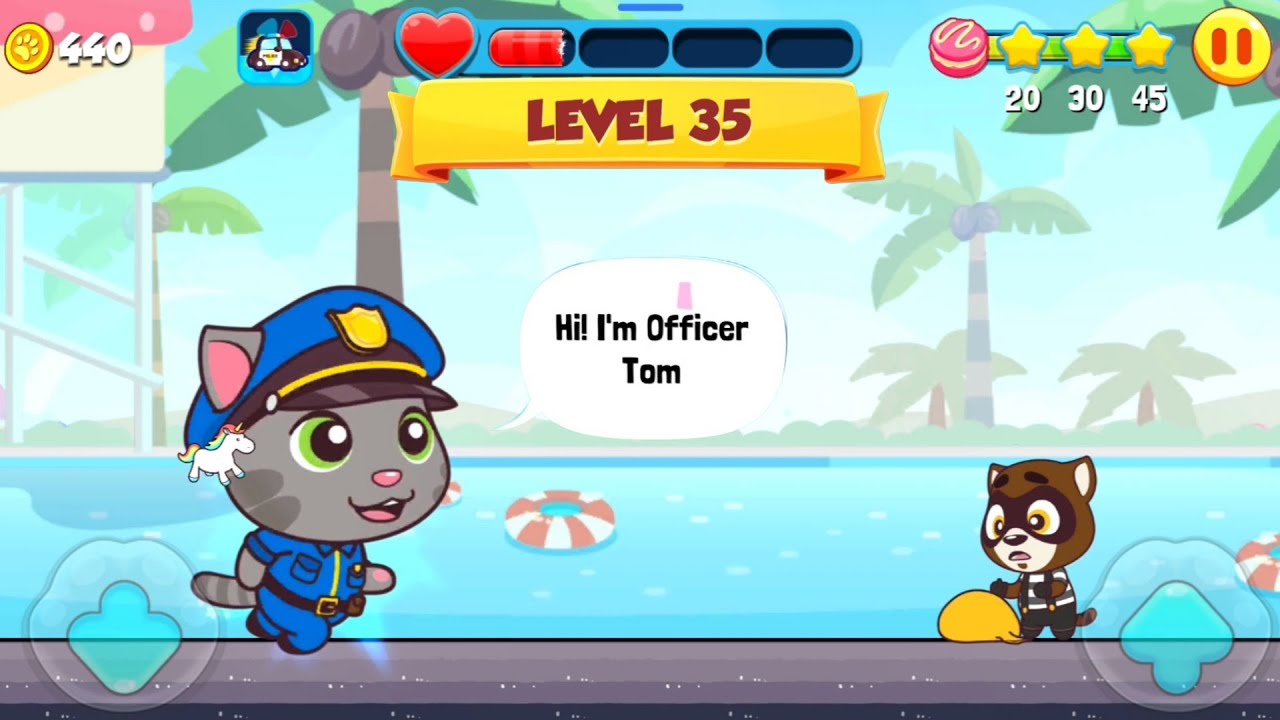 Talking Tom Candy Run 35 - Officer Tom vs Super Ginger vs Boss Raccoon - Android Game