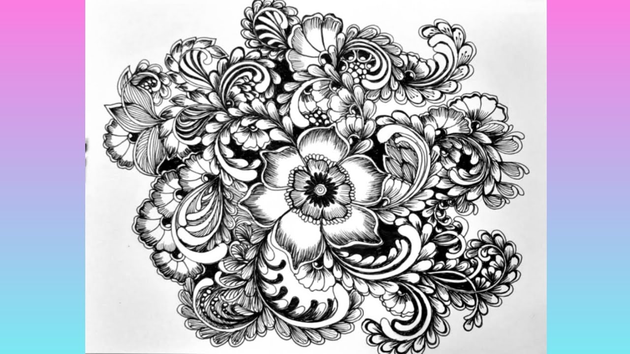 New Zentangle Art Flowers and Vines | Botanical Zentangle Art #art #arttutorial #stressrelief #zen