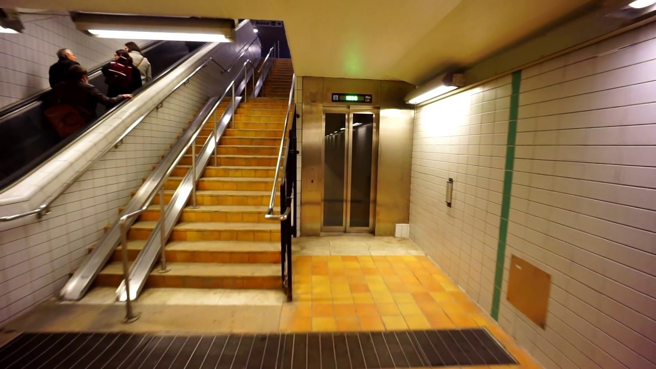 Sweden, Stockholm, Stuvsta train station, 2X KONE elevator