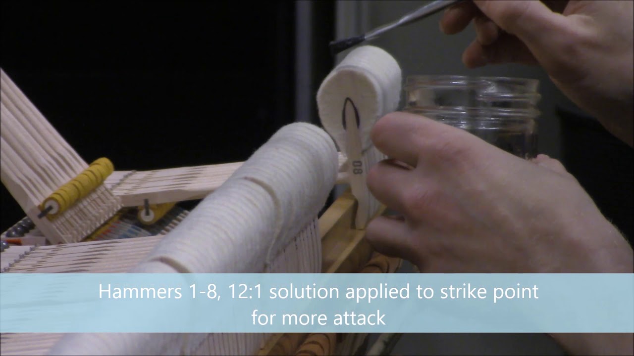 Steinway concert grand piano hammer voicing with chemical hardeners