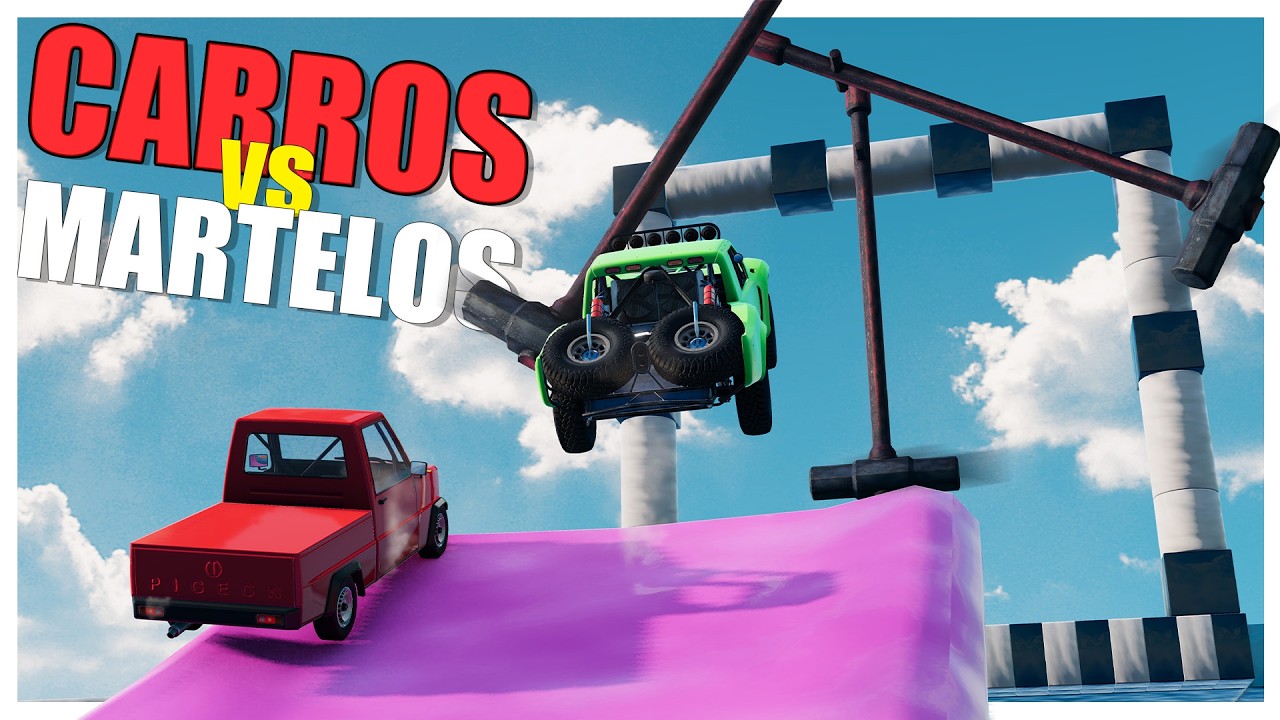 Carros Vs Martelos Gigantes no Multiplayer do BeamNG Drive com Mods Online