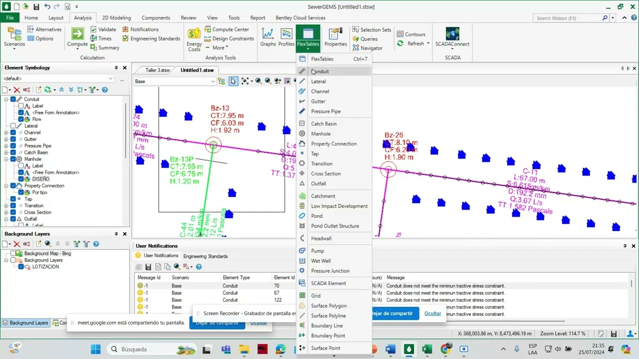 SEWERCAD:  TENSION TRACTIVA