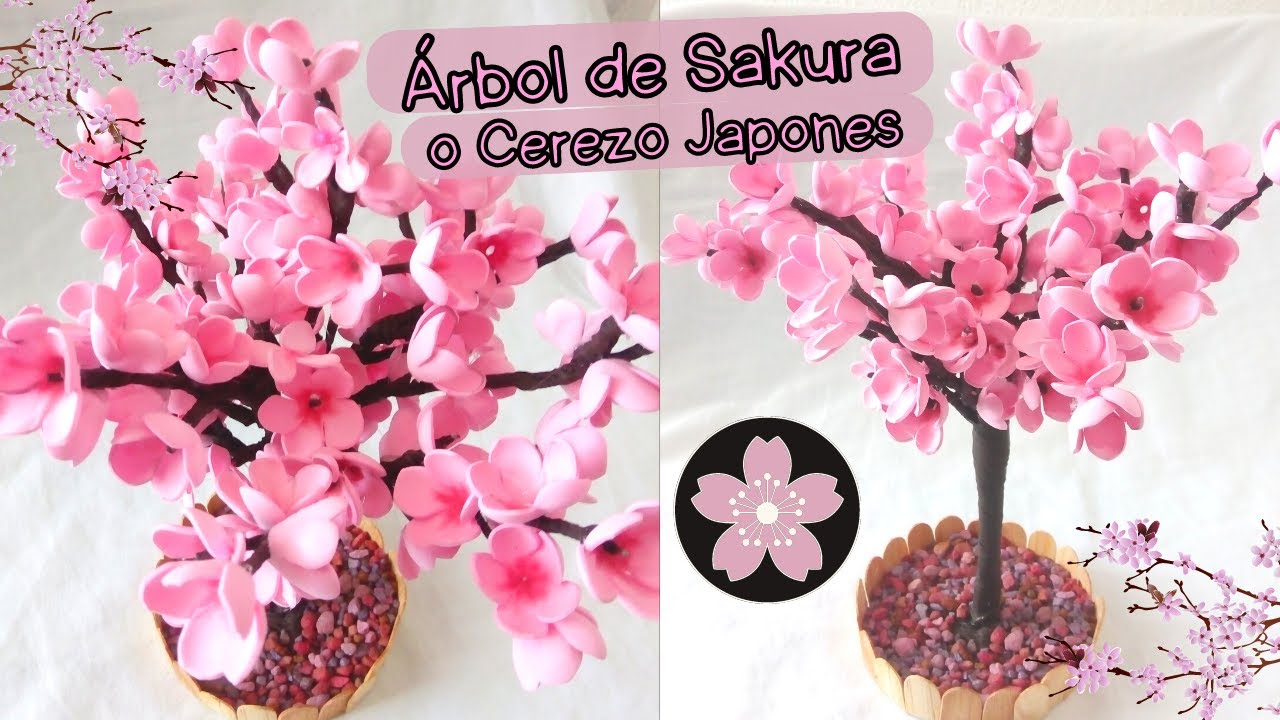 COMO HACER UN MINI ARBOL DE CEREZO (SAKURA) JAPONES HECHO CON FOAMI O GOMA EVA I FACIL Y SENCILLO
