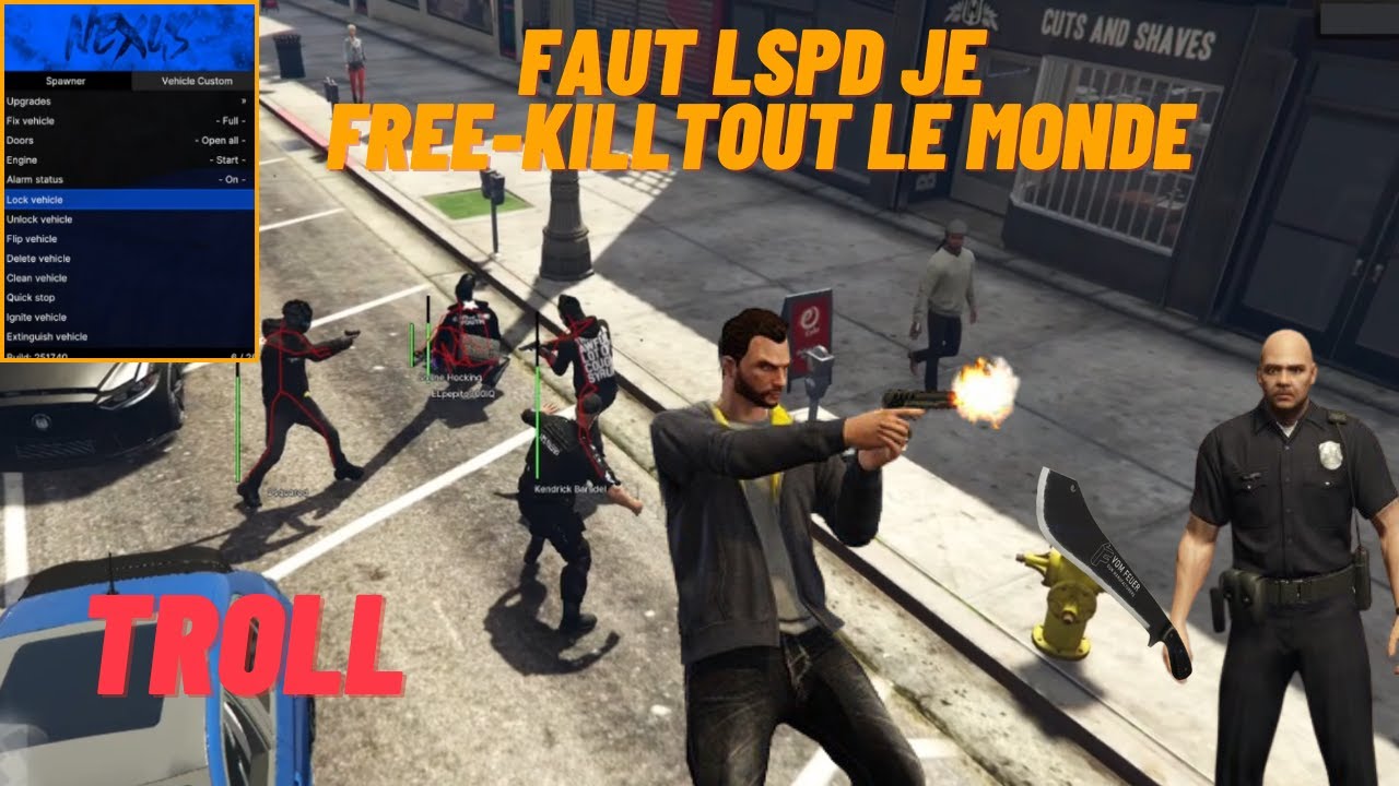 Je me fais passer pour un flic et freekill tout le serveur avec un mod menu | troll gta5 rp | fivem