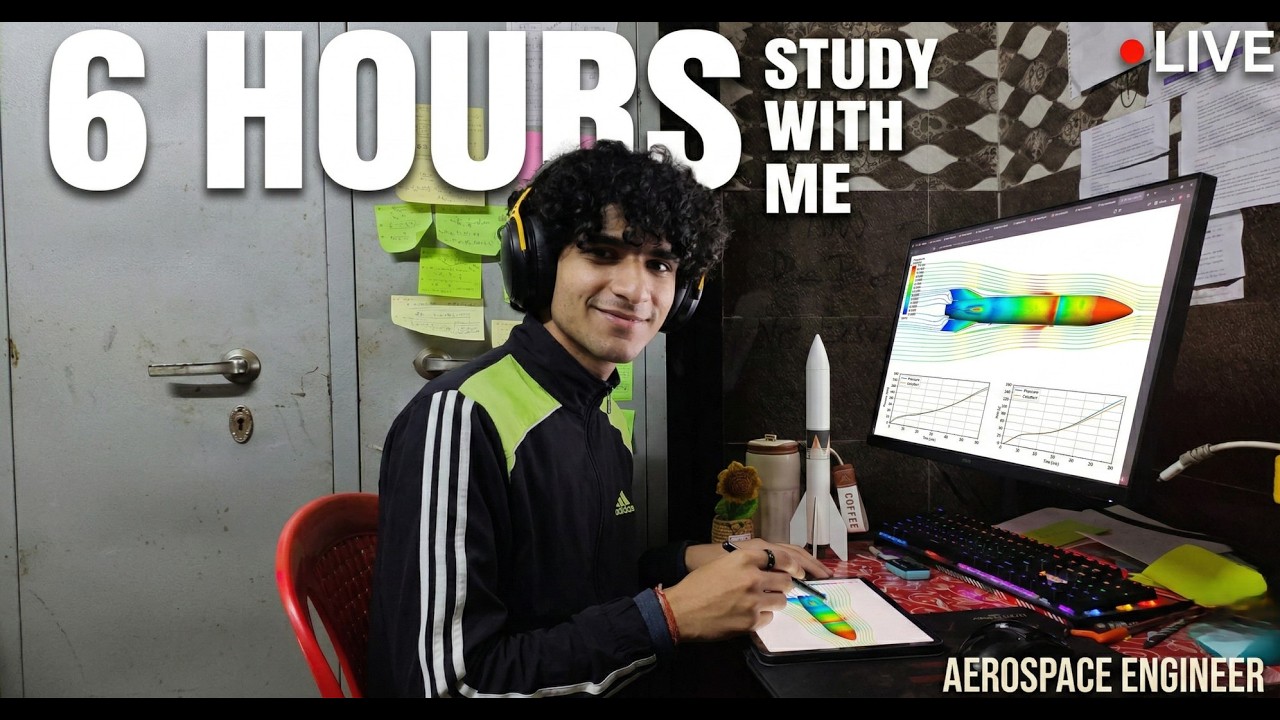 6 Hour Study with me live 🚀Rain Sound ⛈| Pomodoro 50/10 | Deep Focus | Aerospace Engineer