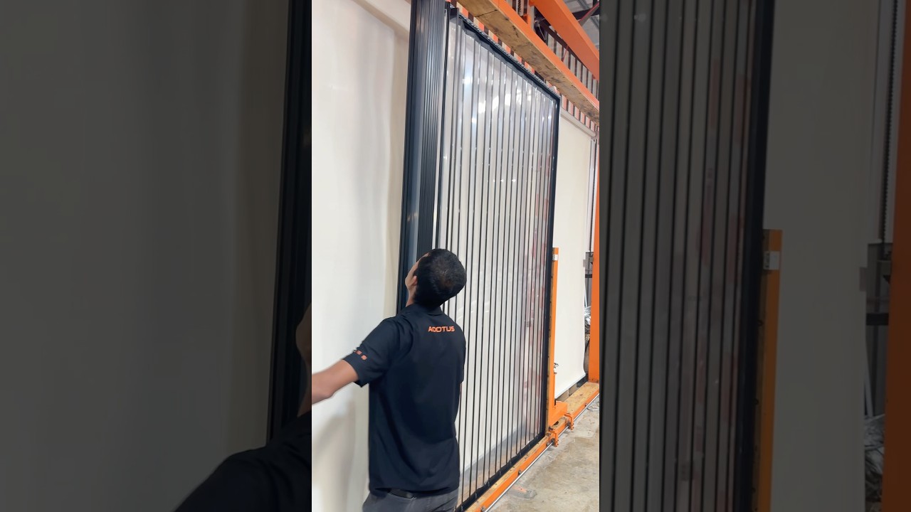 Need a Large Room Divider? Watch This Sliding Folding Door Curtain Track in Action. #foldingdoors