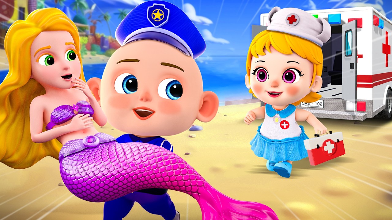El Pequeño Policía Rescata A La Sirena | Canciones infantiles para Niños | Little PIB Infantiles