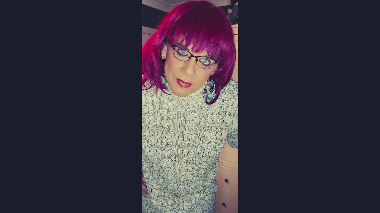 crossdressing juniper grey dress bare legs