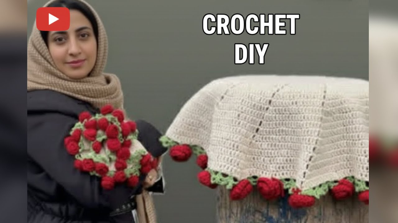 چگونه رومیزی دسته گل رز ببافیم ؟🥰