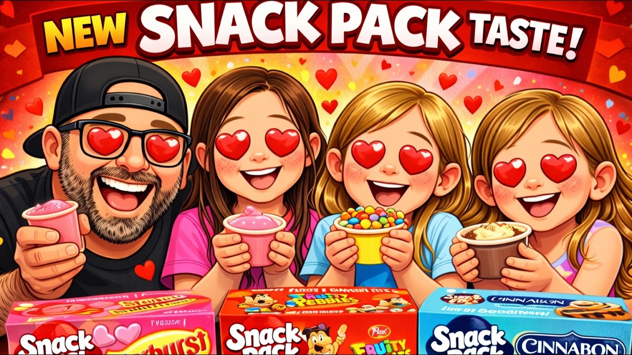 WE TRIED NEW SNACK PACKS… 😍 ALL PINK?! FRUITY PEBBLES?! CINNABON?!