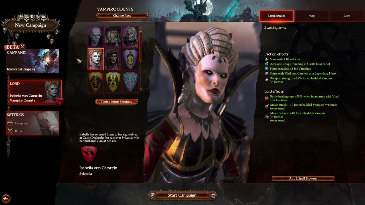 ISABELLA VON CARSTEIN Selection Video | Total War Warhammer 3