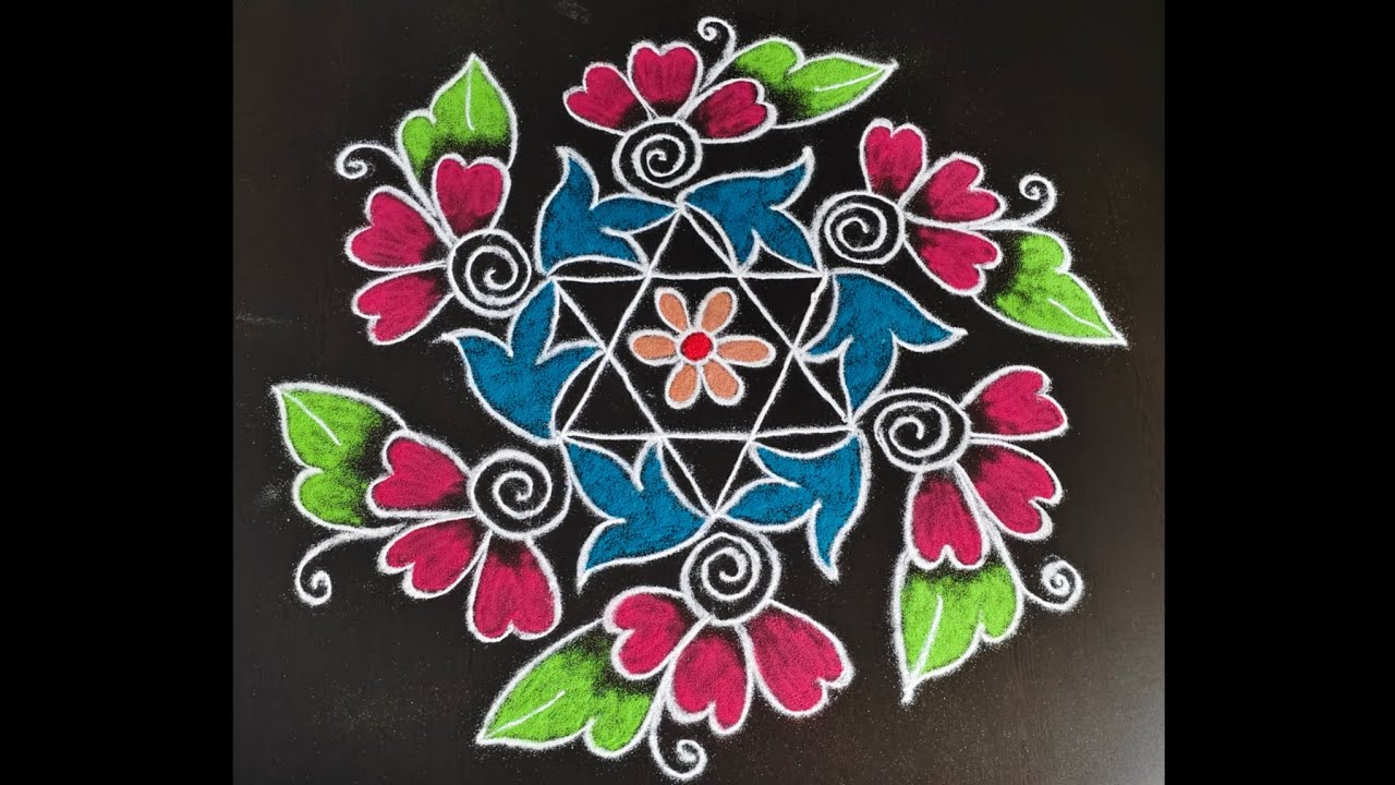 5*3 dots new flower rangoli || modern design kolam #dialyrangoli #muggulu #eyecatchingdesign #art 