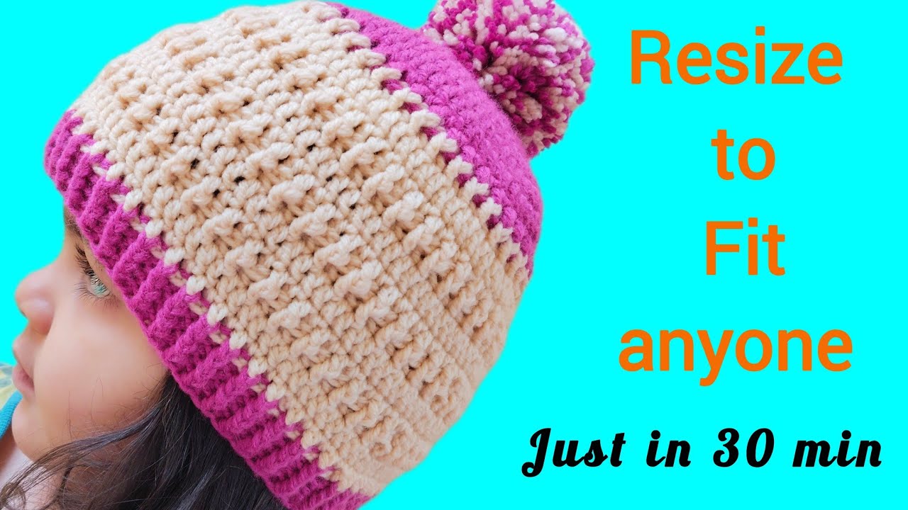 Crochet textured Hat in 30min | Crochet Hat for Beginners step by step tutorial