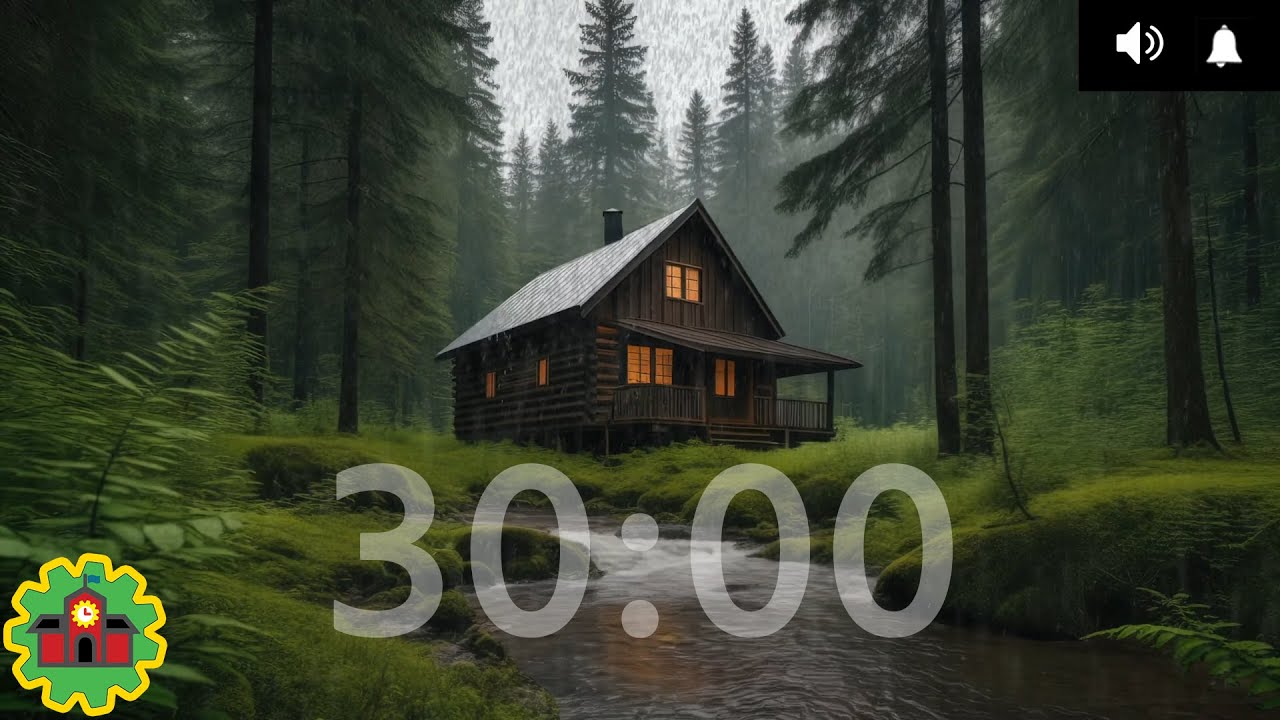 30 Minute Countdown Timer with Gentle Rain and Alarm