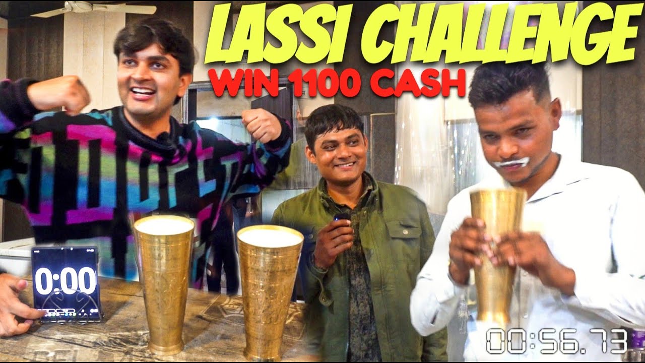 5 मिनट में 2 गिलास लस्सी पीओ और ₹1100 ले जाओ | Man Vs Giant Lassi Glass | Aayush Sapra
