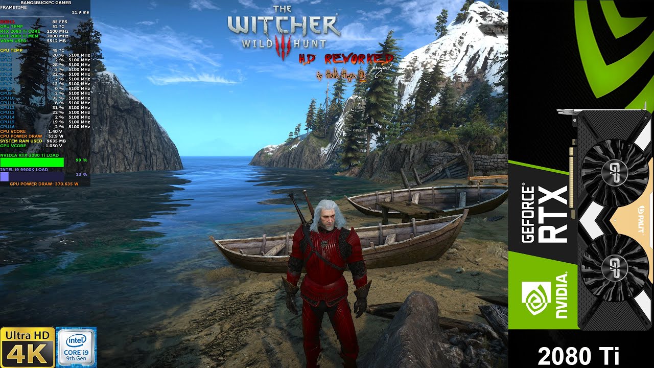 The Witcher 3 Ultra Settings HD Reworked Project Mod 4K | RTX 2080 Ti | i9 9900K 5.1GHz