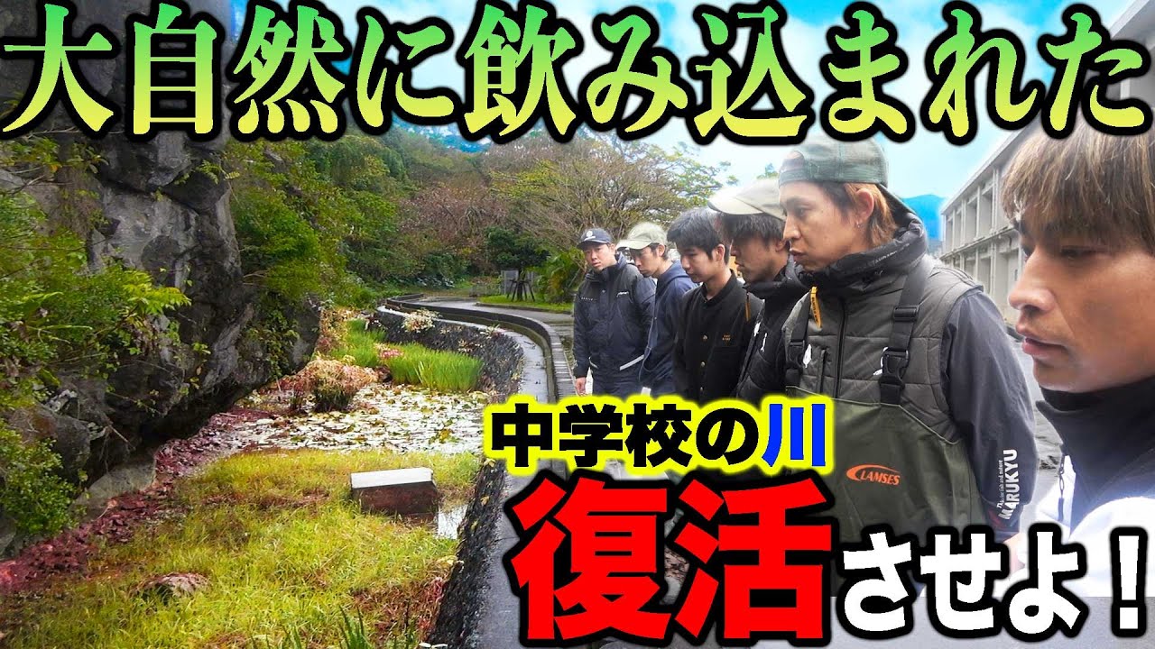 【緊急事態】大自然に飲み込まれた中学校の川を復活させよ！【本部中学校の川を綺麗にする#１ 】