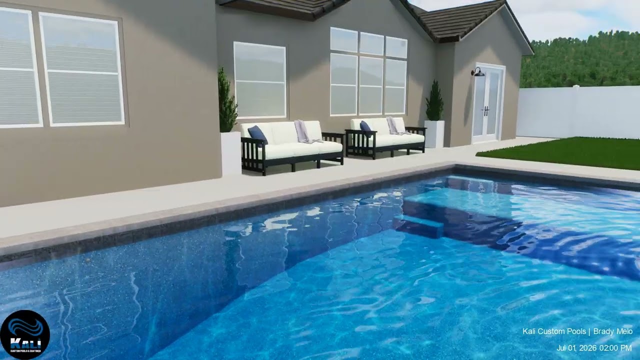 Rafael's new pool with raised water features