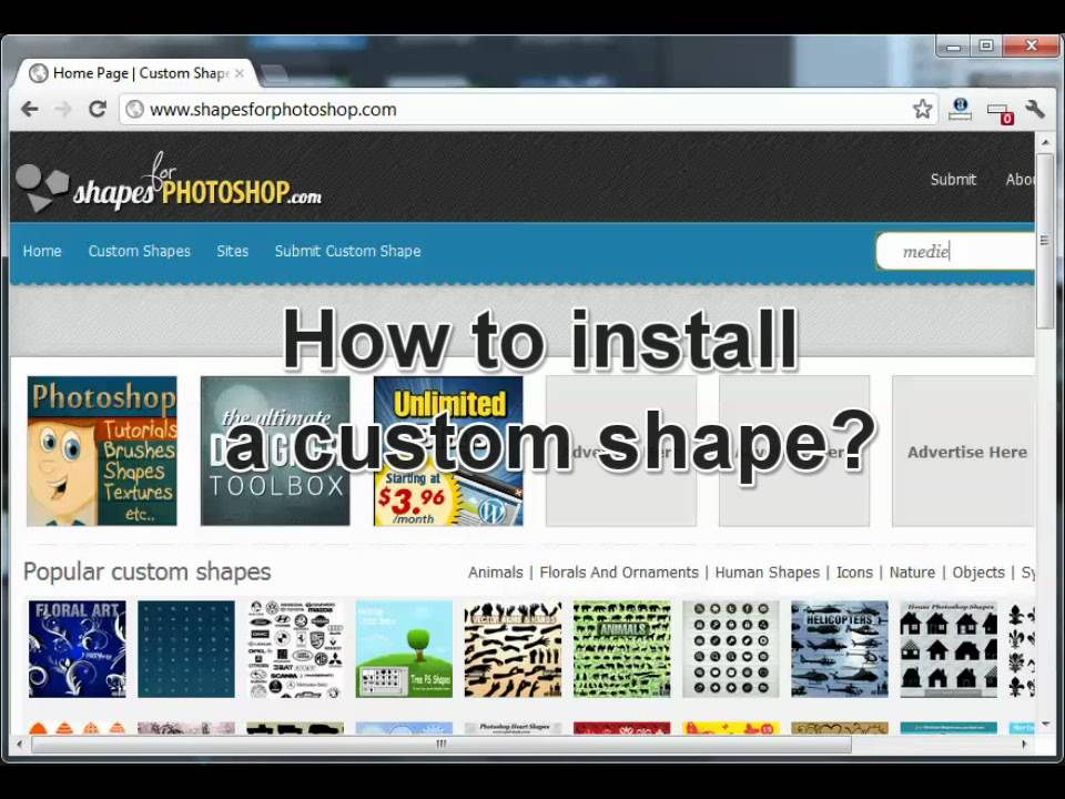 How to Install a Custom Shape in Photoshop Tutorial