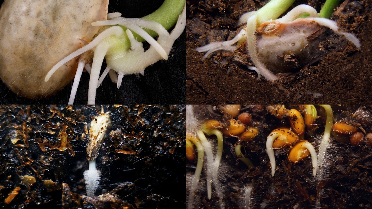 23 minutes of different plant roots growing