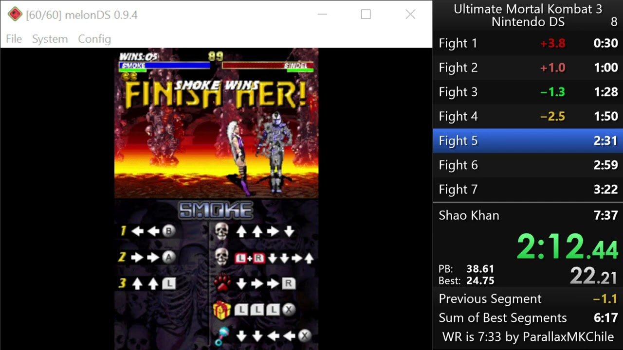 Ultimate Mortal Kombat 3 DS Smoke Speedrun 6:09 [WR]