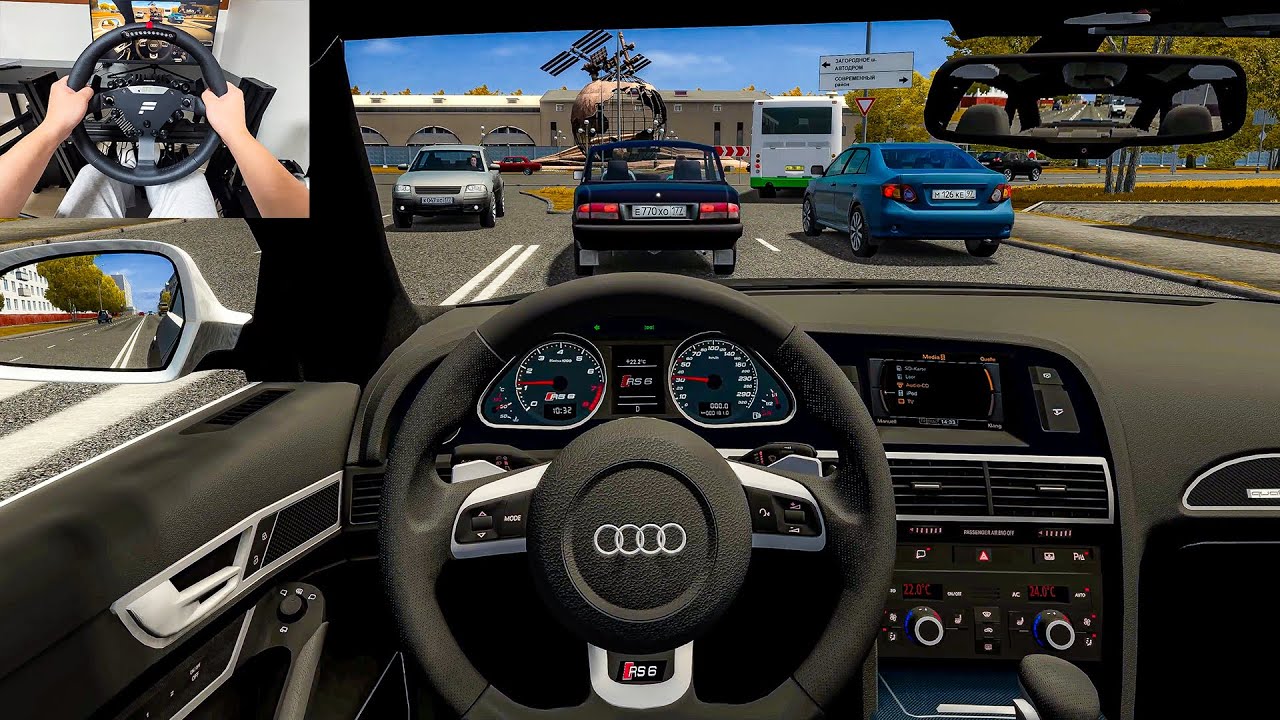 2010 Audi RS6 C6 - City Car Driving [Steering Wheel Gameplay]