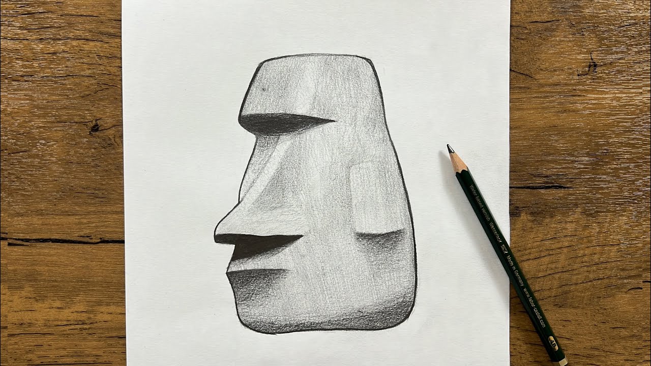 how to draw moai statue step-by-step | step-by-step drawing