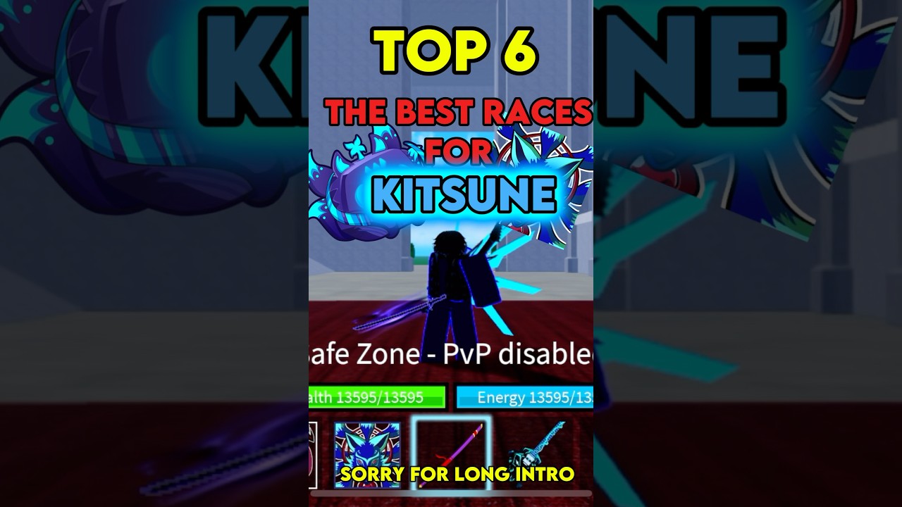 Top 6 Best races for kitsune In blox fruits ! #bloxfruits #roblox #gaming #fyp