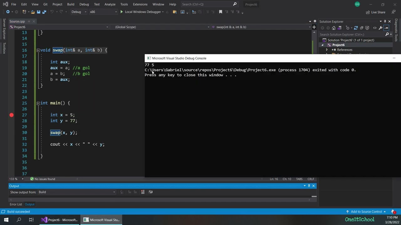 Curs C++ Referinte: Transmiterea parametrilor prin referinta sau valoare(lectia 19)