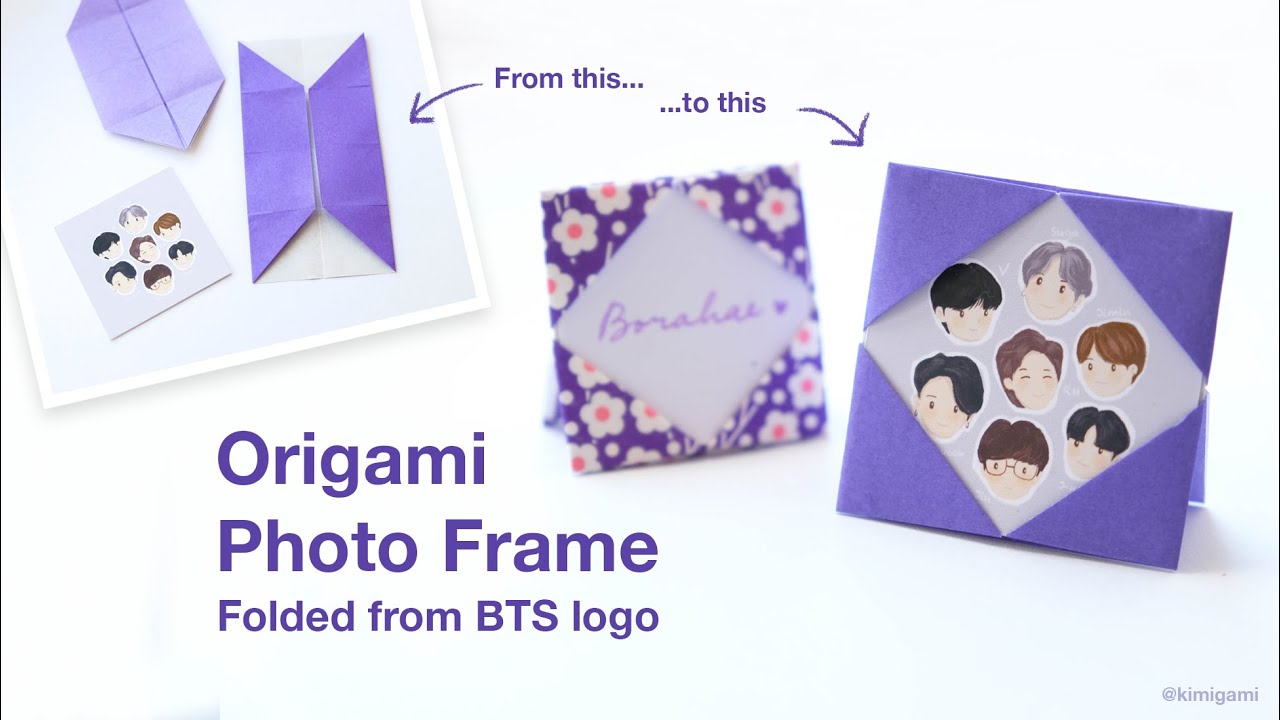How to fold Origami Photo Frame from BTS logo (Li Kim Goh)
