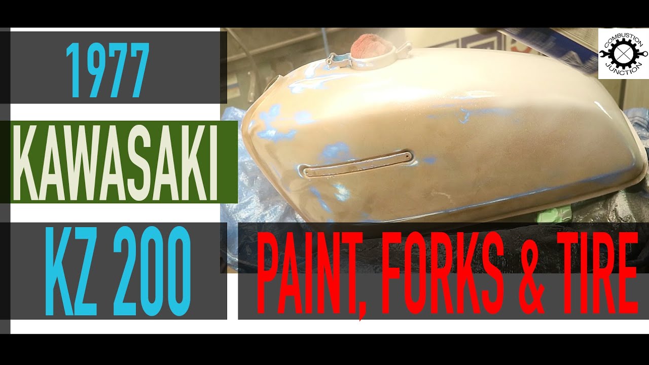 KAWASAKI KZ200 CAFE RACER BUILD Pt3 - Tank Paint, Fork Paint, Front Tire