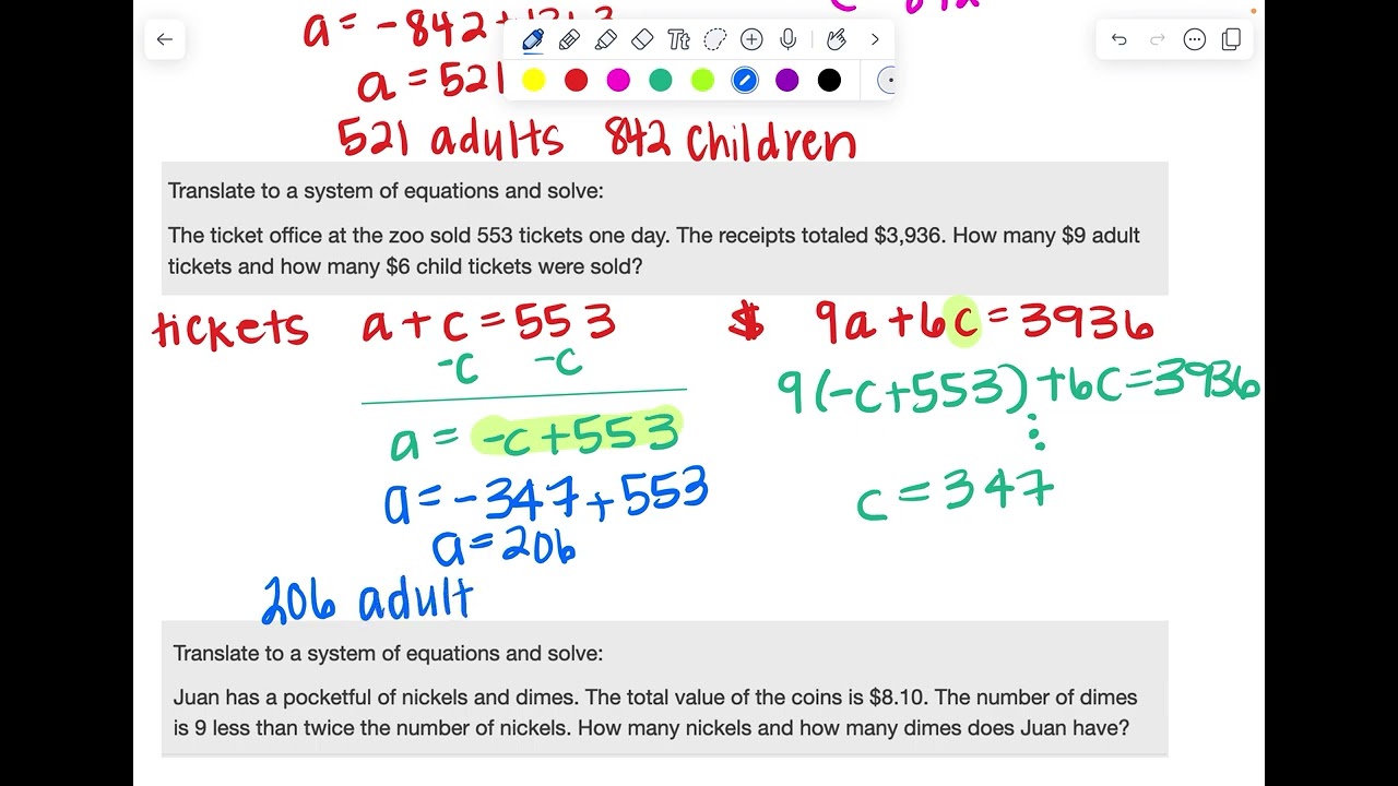 System of Equations Word Problems #2