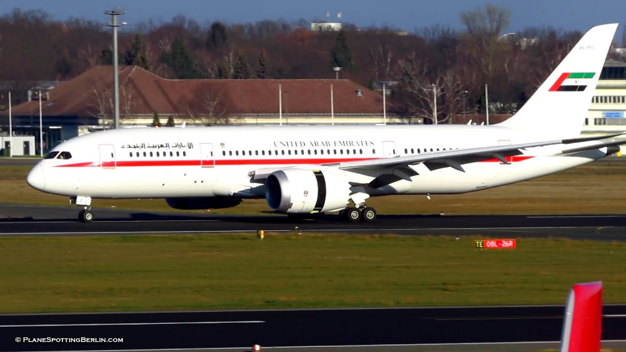 RARE: UAE Abu Dhabi Flight Boeing 787-8(BBJ) [A6-PFC] Landing at Berlin Tegel Airport!