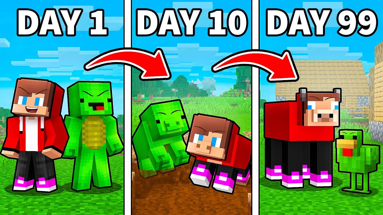 JJ and Mikey Evolve into EVERY MOB in Minecraft - Maizen