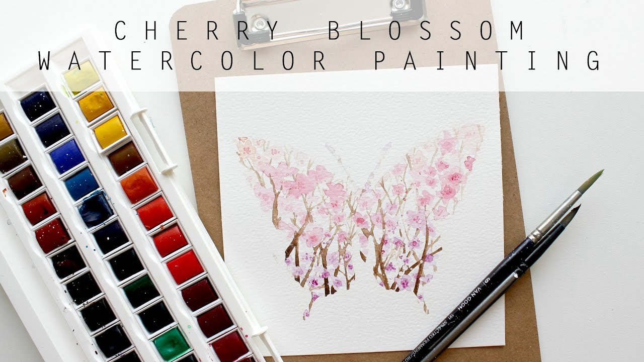 Cherry Blossom Butterfly Watercolor Painting | Double Exposure | Time Lapse | artbybee7 |
