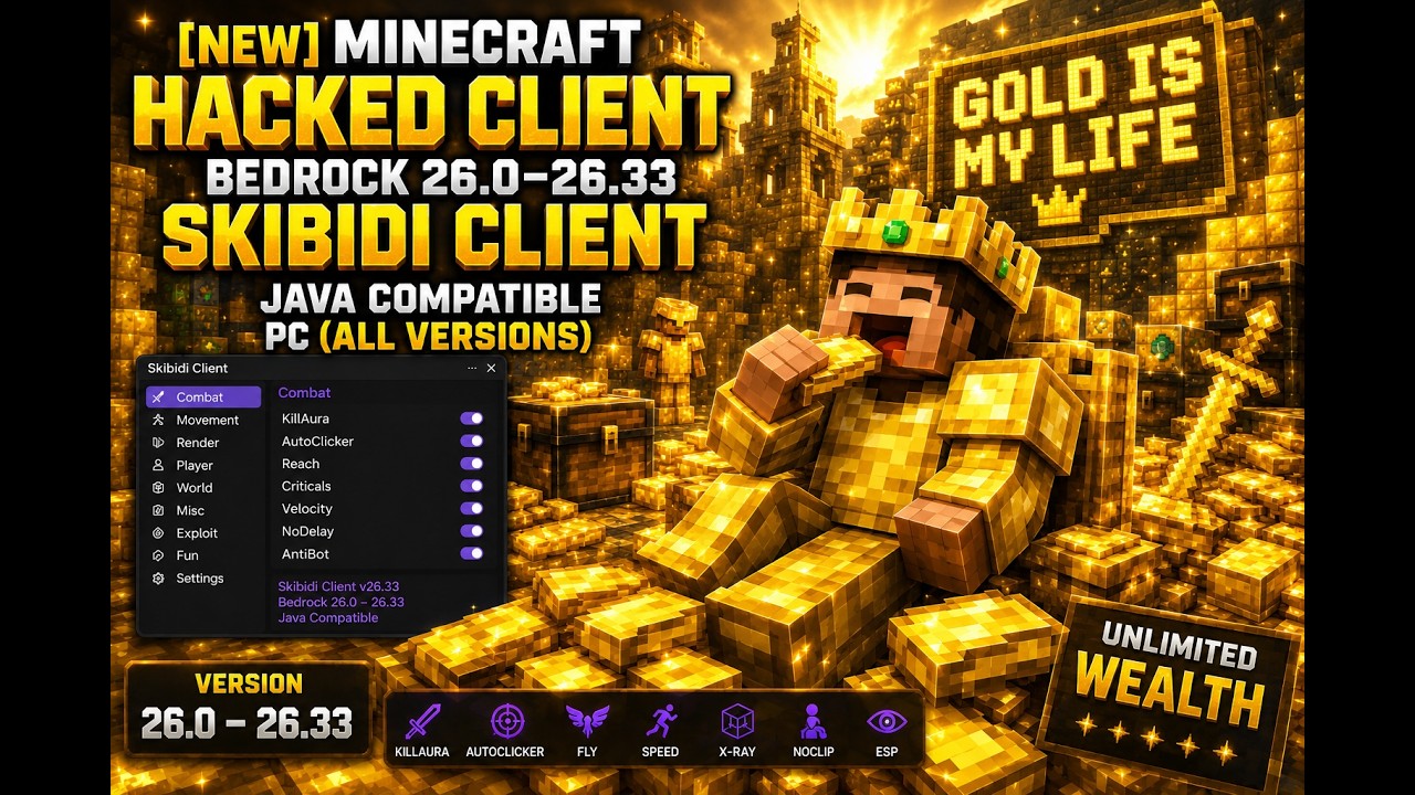 [NEW] Minecraft Hacked Client Bedrock 26.0&ndash;26.33 Skibidi Client | Java Compatible | PC(All Versions)