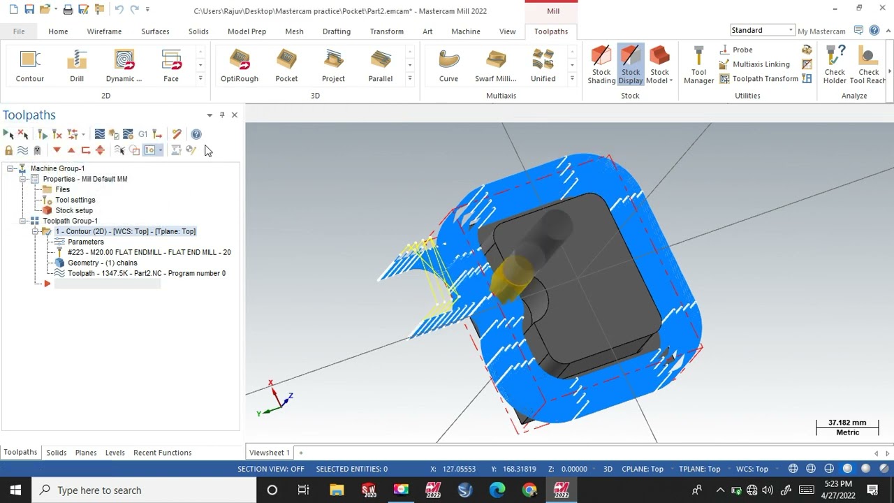 How to Make Contouring mastercam 2022 / Contour operations