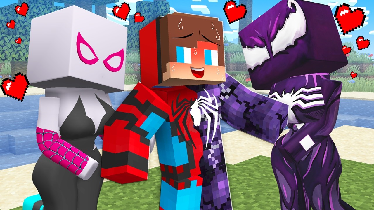 Venom GIRL and New SPIDER GIRL Fell in Love with MULTI Spider Venom JJ in Minecraft - Maizen