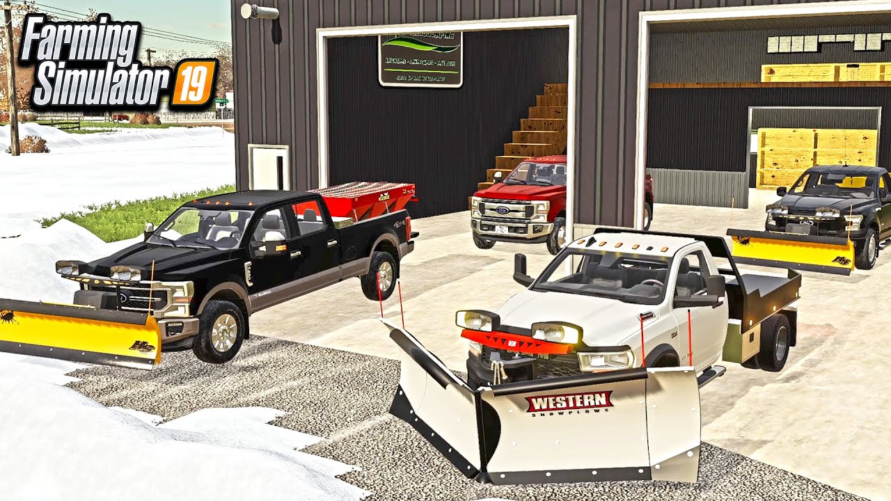 STARTING A SNOWPLOWING COMPANY! (V PLOWS, NEW TRUCKS, & SALT SPREADERS) | FARMING SIMULATOR 2019