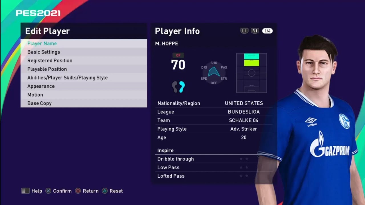 Matthew Hoppe face e football pes 2021 Schalke 04