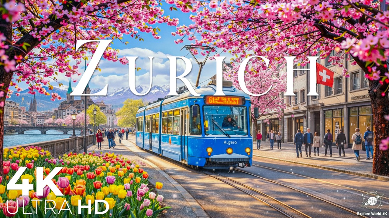 Цюрих в полном цвету 4K 🌷 Сказочное погружение в весеннюю красоту Швейцарии