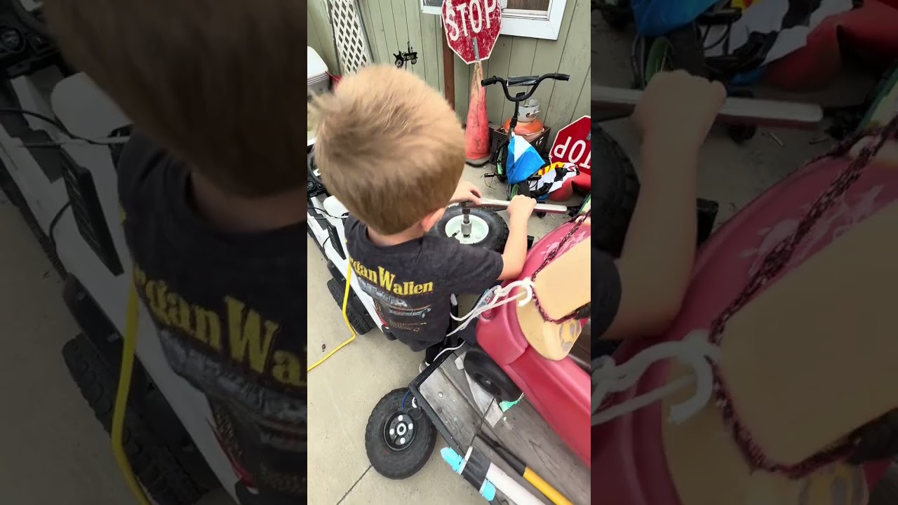 5 yr old changes a flat tire