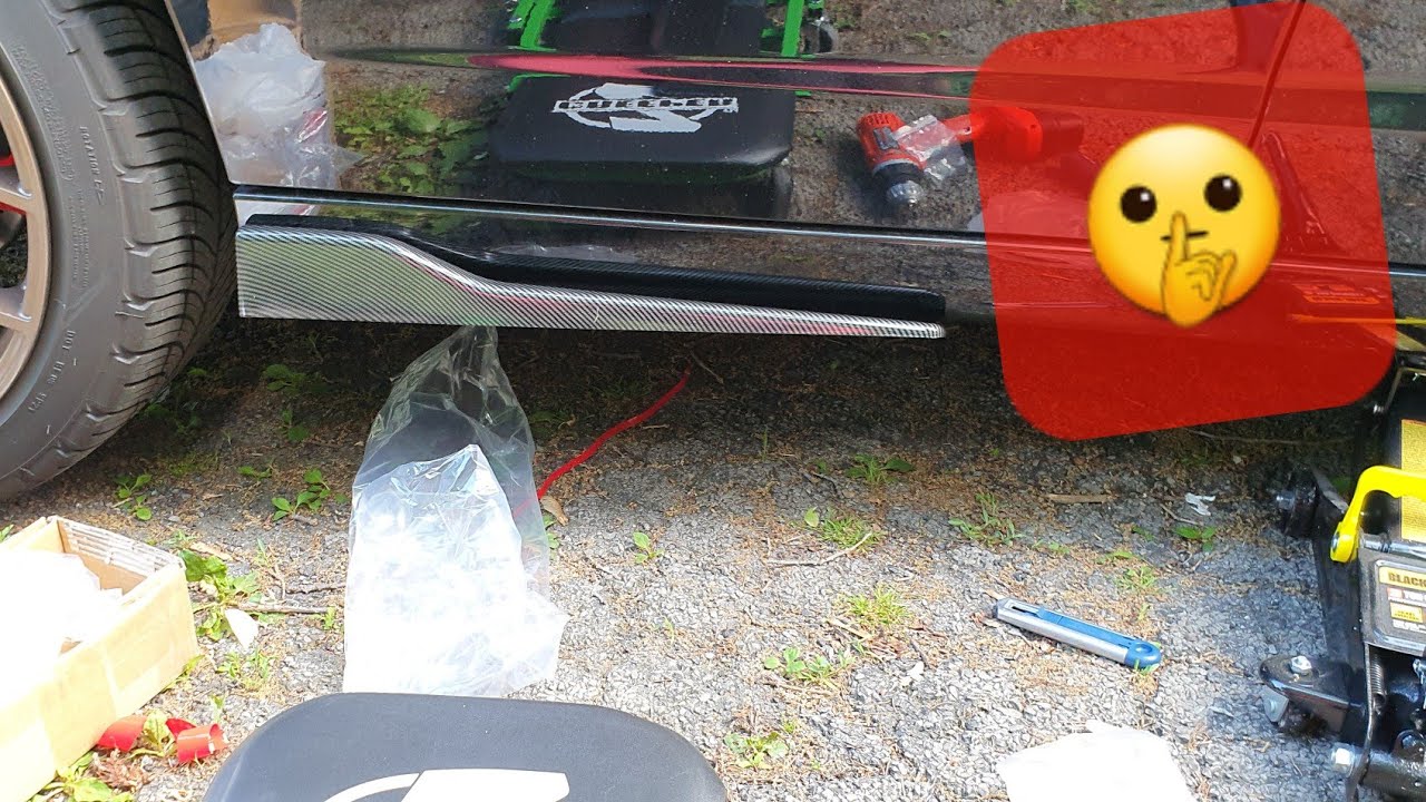 Installing 2PC UNIVERSAL CARBON LOOK SIDE SKIRT ROCKER SPLITTERS